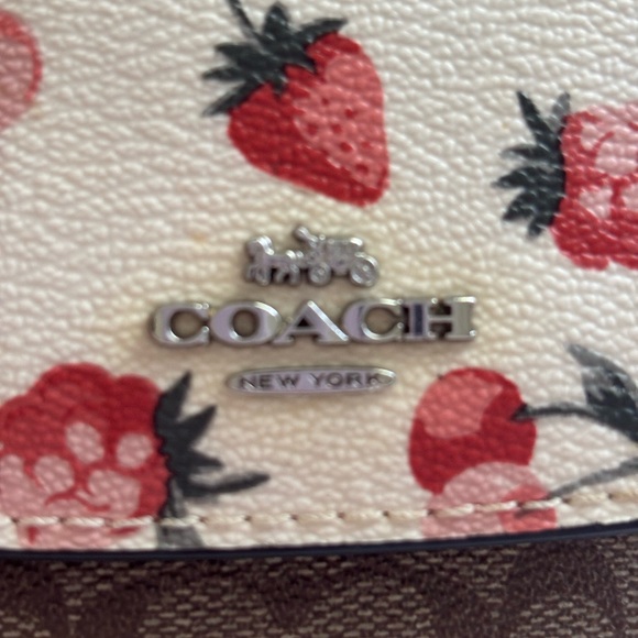 Coach Pink and Brown Wristlet with Strawberry Print - Picture 3 of 10